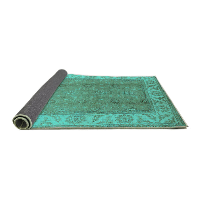 Sideview of Oriental Turquoise Traditional Rug, urb472turq