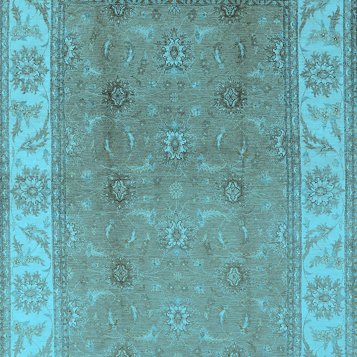 Machine Washable Oriental Light Blue Traditional Rug, wshurb472lblu