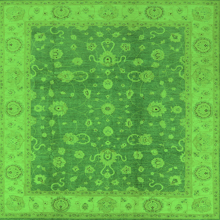Square Machine Washable Oriental Green Traditional Area Rugs, wshurb473grn