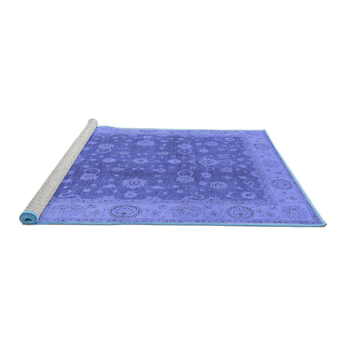 Sideview of Machine Washable Oriental Blue Traditional Rug, wshurb473blu