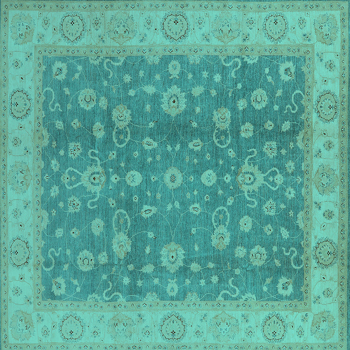 Square Oriental Turquoise Traditional Rug, urb473turq