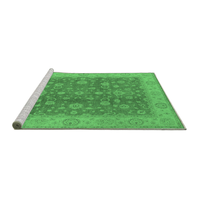 Sideview of Machine Washable Oriental Emerald Green Traditional Area Rugs, wshurb473emgrn