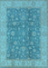 Machine Washable Oriental Light Blue Traditional Rug, wshurb473lblu