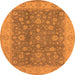 Round Machine Washable Oriental Orange Traditional Area Rugs, wshurb473org