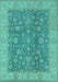 Machine Washable Oriental Turquoise Traditional Area Rugs, wshurb473turq