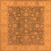 Square Machine Washable Oriental Orange Traditional Area Rugs, wshurb473org