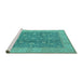 Sideview of Machine Washable Oriental Turquoise Traditional Area Rugs, wshurb473turq