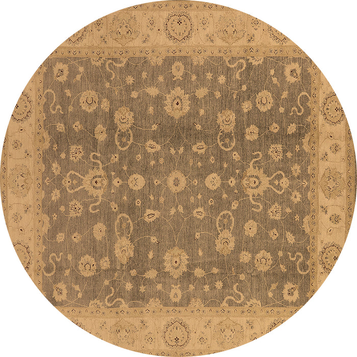 Round Machine Washable Oriental Brown Traditional Rug, wshurb473brn