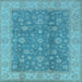 Square Machine Washable Oriental Light Blue Traditional Rug, wshurb473lblu