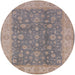 Round Mid-Century Modern Rose Purple Oriental Rug, urb473