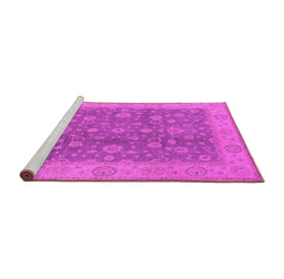 Sideview of Machine Washable Oriental Pink Traditional Rug, wshurb473pnk