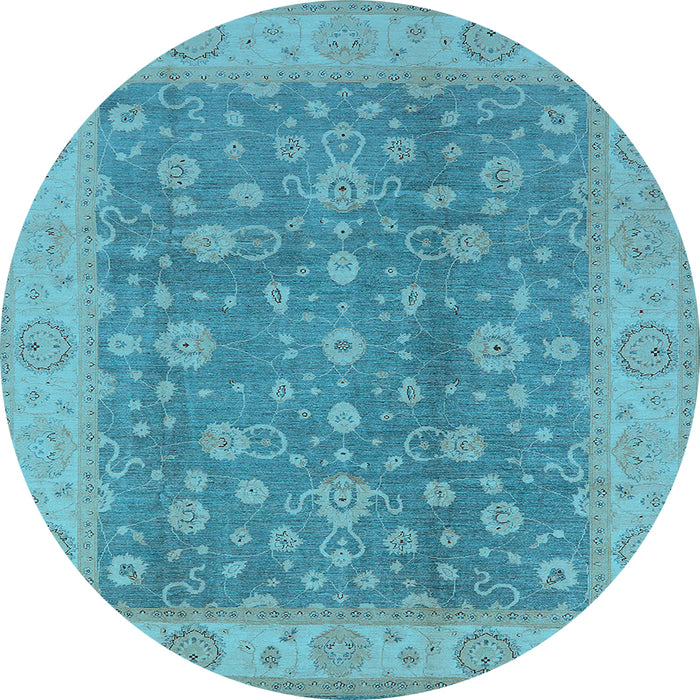 Round Oriental Light Blue Traditional Rug, urb473lblu