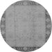 Round Machine Washable Oriental Gray Industrial Rug, wshurb474gry