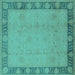 Square Oriental Turquoise Industrial Rug, urb474turq