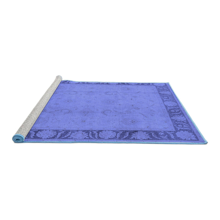 Sideview of Machine Washable Oriental Blue Industrial Rug, wshurb474blu