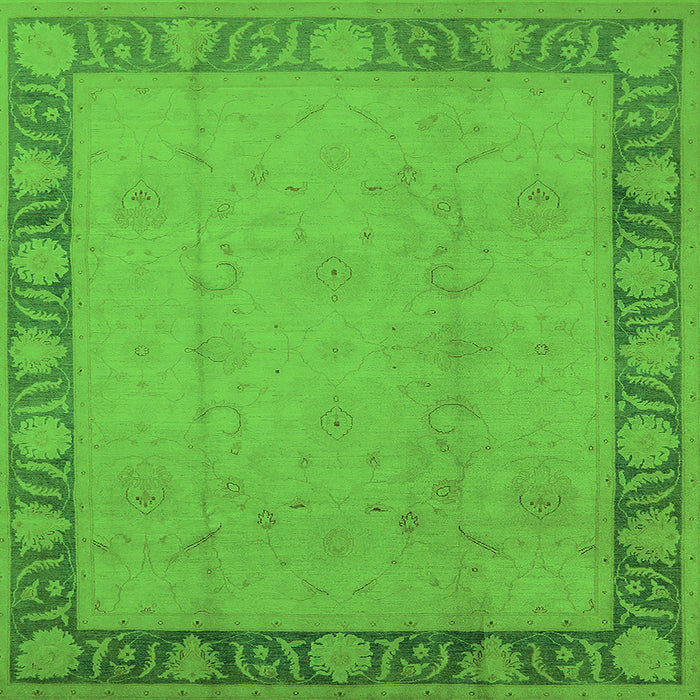 Square Machine Washable Oriental Green Industrial Area Rugs, wshurb474grn