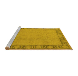 Sideview of Machine Washable Oriental Yellow Industrial Rug, wshurb474yw