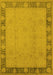 Machine Washable Oriental Yellow Industrial Rug, wshurb474yw