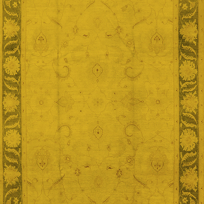 Machine Washable Oriental Yellow Industrial Rug, wshurb474yw