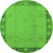 Round Oriental Green Industrial Rug, urb474grn