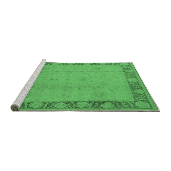 Sideview of Machine Washable Oriental Emerald Green Industrial Area Rugs, wshurb474emgrn
