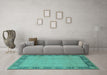 Machine Washable Oriental Turquoise Industrial Area Rugs in a Living Room,, wshurb474turq