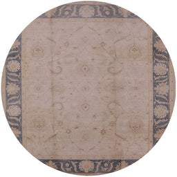 Round Mid-Century Modern Rose Purple Oriental Rug, urb474