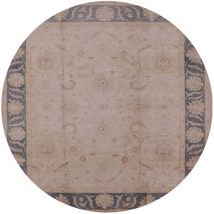 Round Mid-Century Modern Rose Purple Oriental Rug, urb474