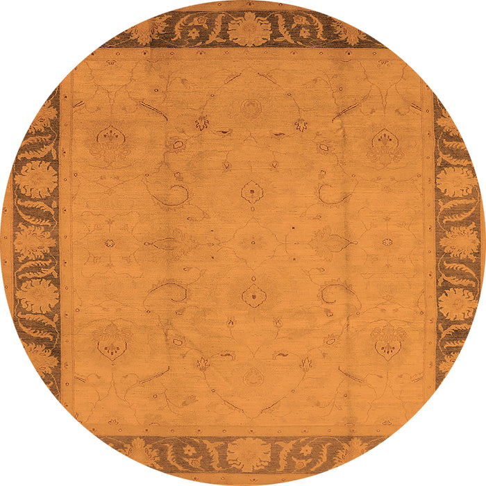 Round Machine Washable Oriental Orange Industrial Area Rugs, wshurb474org