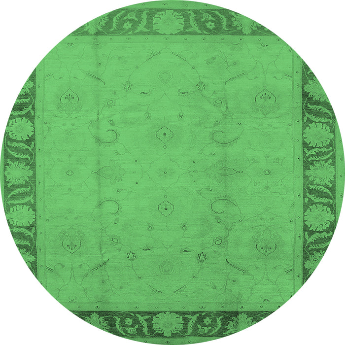 Round Oriental Emerald Green Industrial Rug, urb474emgrn