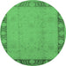 Round Oriental Emerald Green Industrial Rug, urb474emgrn