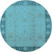 Round Oriental Light Blue Industrial Rug, urb474lblu