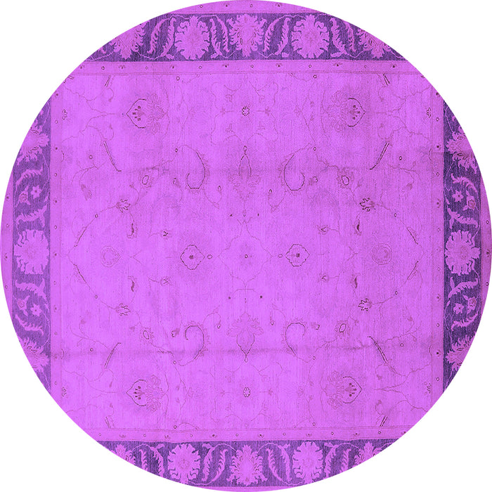 Round Machine Washable Oriental Purple Industrial Area Rugs, wshurb474pur