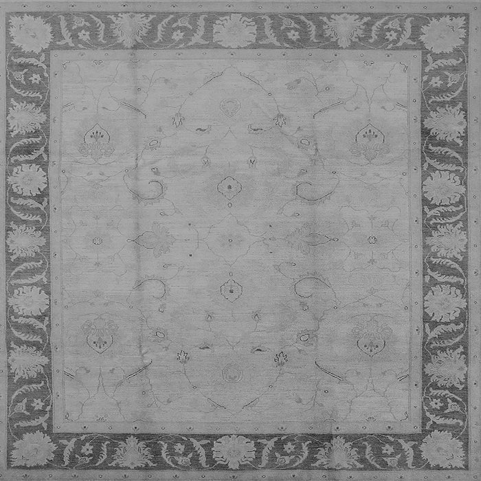 Square Machine Washable Oriental Gray Industrial Rug, wshurb474gry