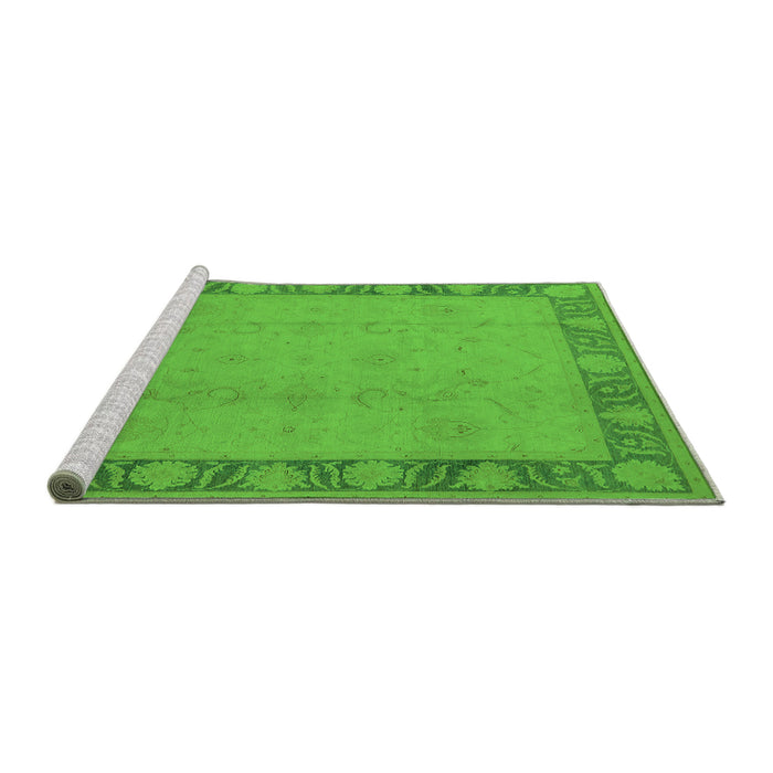 Sideview of Machine Washable Oriental Green Industrial Area Rugs, wshurb474grn