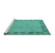 Sideview of Machine Washable Oriental Turquoise Industrial Area Rugs, wshurb474turq