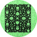 Round Oriental Emerald Green Traditional Rug, urb475emgrn