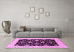 Machine Washable Oriental Pink Traditional Rug in a Living Room, wshurb475pnk