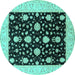 Round Oriental Turquoise Traditional Rug, urb475turq