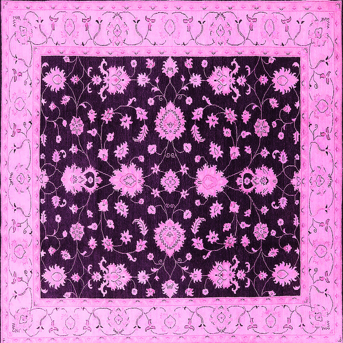 Square Machine Washable Oriental Pink Traditional Rug, wshurb475pnk