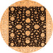 Round Machine Washable Oriental Orange Traditional Area Rugs, wshurb475org