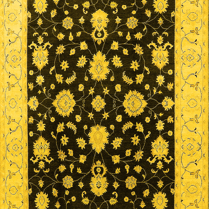 Machine Washable Oriental Yellow Traditional Rug, wshurb475yw