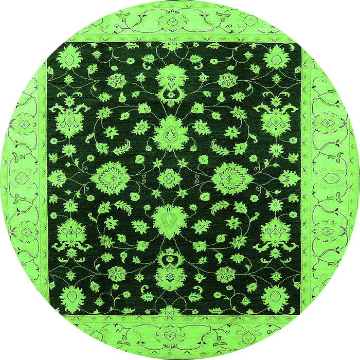 Round Oriental Green Traditional Rug, urb475grn
