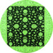 Round Oriental Green Traditional Rug, urb475grn