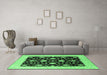 Machine Washable Oriental Emerald Green Traditional Area Rugs in a Living Room,, wshurb475emgrn