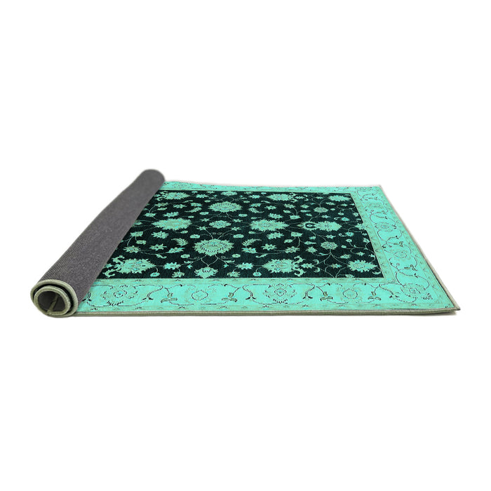 Sideview of Oriental Turquoise Traditional Rug, urb475turq