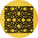 Round Oriental Yellow Traditional Rug, urb475yw