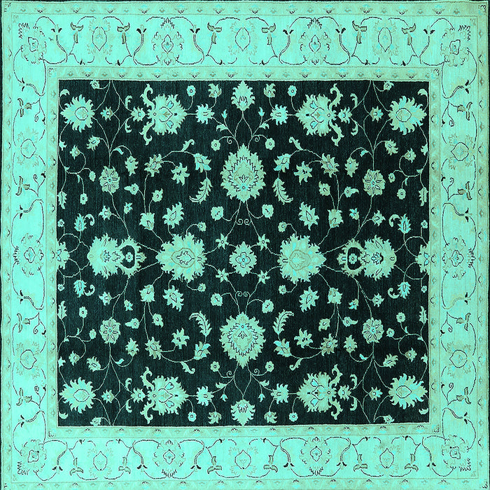 Square Oriental Turquoise Traditional Rug, urb475turq