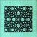 Square Oriental Turquoise Traditional Rug, urb475turq