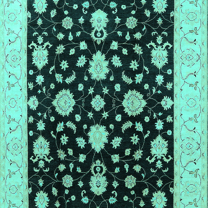 Machine Washable Oriental Turquoise Traditional Area Rugs, wshurb475turq